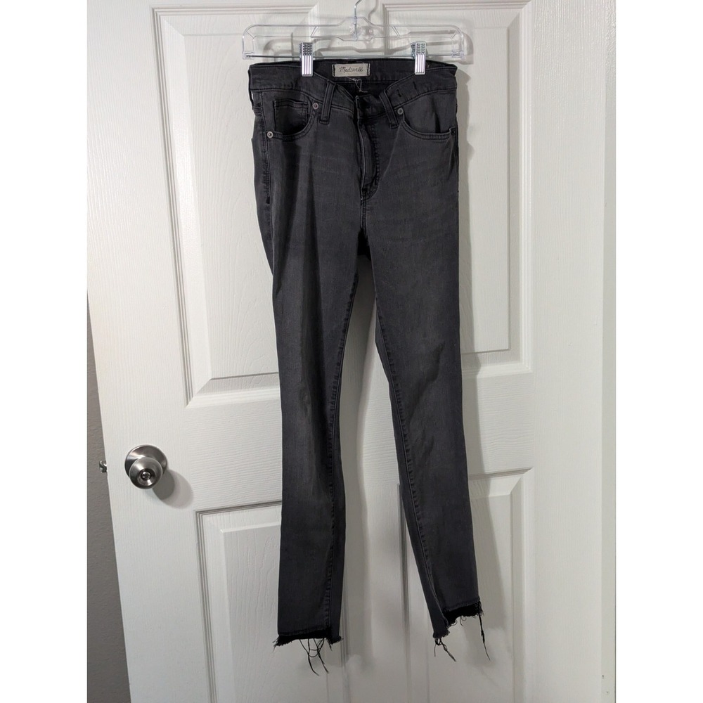 Madewell 9"High Rise Skinny Women's Size 27 Dark Gray Vintage Look Frayed Cuffs